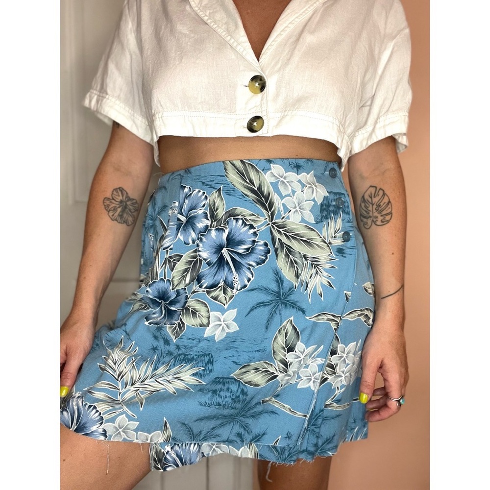 Hawaiian Print Wrap Skirt